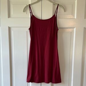 VICTORIA'S SECRET VINTAGE STRETCH KNIT LOW BACK CHEMISE SLIP DRESS RED SMALL